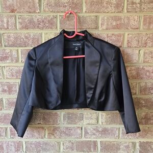 White House Black Market Black Satin Cropped Blazer